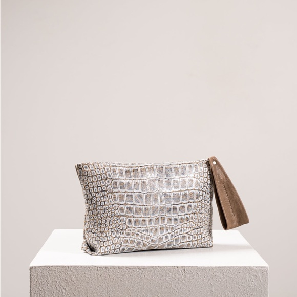 DANIELLA LEHAVI • Vega Small Clutch Crocodile Print Leather Bag Purse Crossbody - Picture 6 of 6